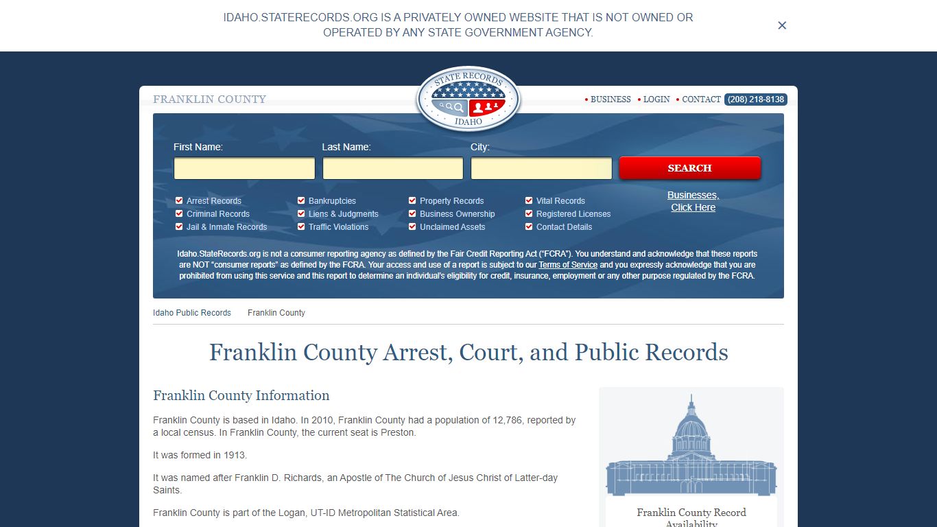 Franklin County Arrest, Court, and Public Records