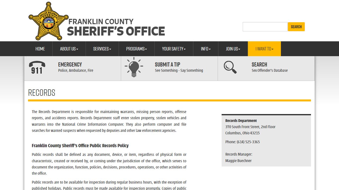 Franklin County Sheriff - Records