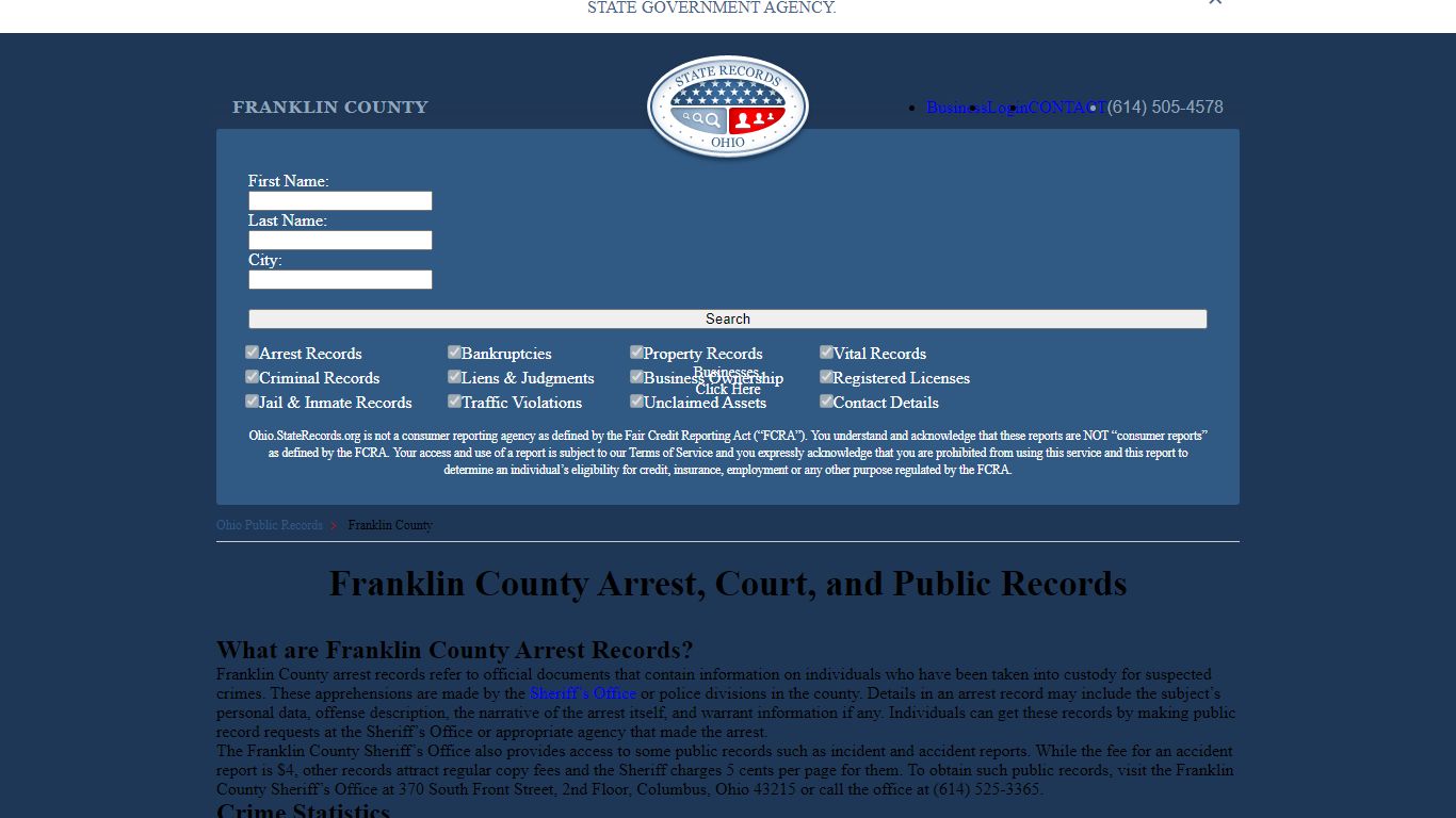 Franklin County Arrest, Court, and Public Records