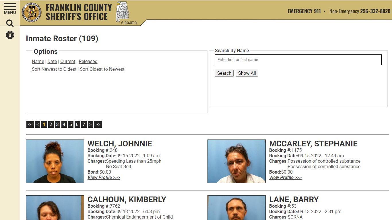 Inmate Roster - Franklin County AL Sheriff's Office